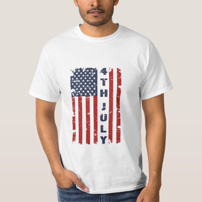 Fjärde juli och Torn US-Flagga T Shirt (Framsida)