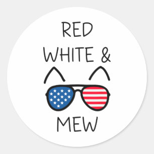 Fjärde juli: överröd vit och mew USA Pat Runt Klistermärke