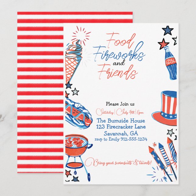 Fjärde juli-partiets inbjudan (Fram/baksida)