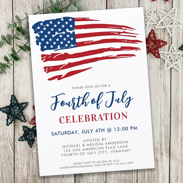 Fjärde juli Party Patriotic USA Amerikanska Flagga Inbjudningar (Skapare uppladdad)