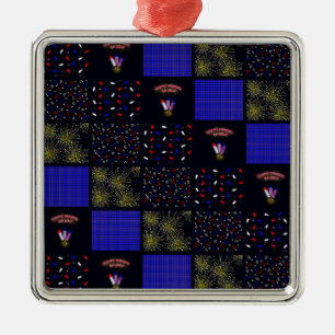 Fjärde juli Patchwork Mönster - 4 juli Julgransprydnad Metall