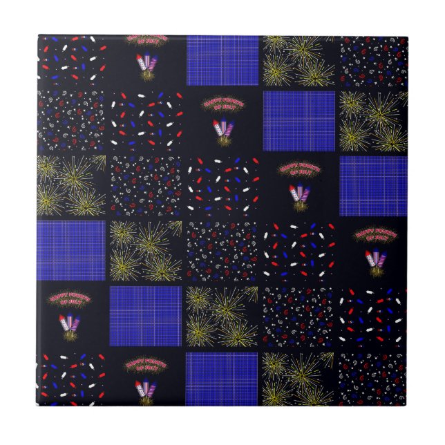 Fjärde juli Patchwork Mönster - 4 juli Kakelplatta (Framsidan)