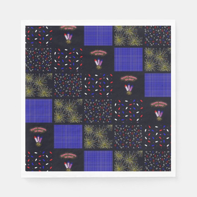 Fjärde juli Patchwork Mönster - 4 juli Pappersservett (Framsidan)