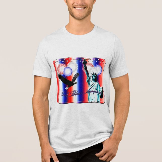 Fjärde juli Patriotic American USA Fireworks T Shirt (Framsida)