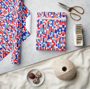 Fjärde juli: Patriotic Red White och Blue Stars Presentpapper