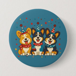 Fjärde juli Pembroke Welsh Corgi Hundar Knapp