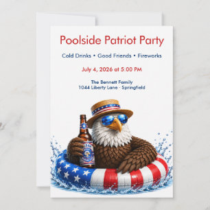 Fjärde juli-poolparty - Patriotisk örn Inbjudningar