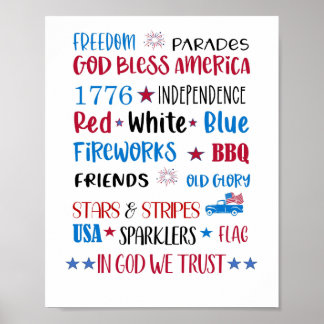 Fjärde juli Red White and Blue Tunnelbanan Art Pos Poster