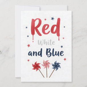 Fjärde juli röd vit Boom Patriotiska Fyrverkerier Julkort