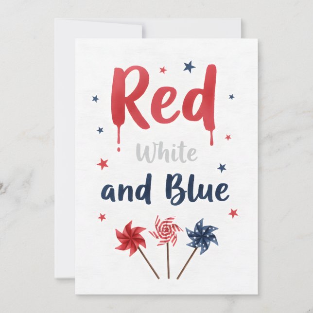 Fjärde juli röd vit Boom Patriotiska Fyrverkerier Julkort (Framsida)