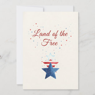 Fjärde juli Röda Vita Boom Patriotiska Fyrverkerie Julkort
