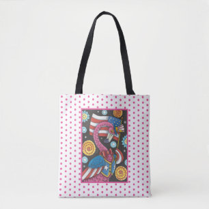 FJÄRDE JULI ROSA FLAMINGO, BIRD TOTE BAG Med. Tygkasse