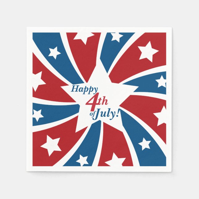 Fjärde juli Rött vitt blått Stars och stripes Pappersservett (Framsidan)