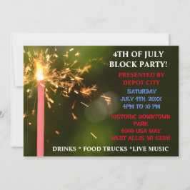 Fjärde juli: Självständighetsblocket Party Sparkle Inbjudningar