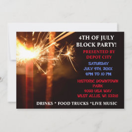 Fjärde juli: Självständighetsblocket Party Sparkle Inbjudningar