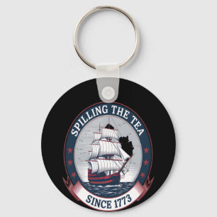 Fjärde juli: Spilling the Tea 1773 Funny America Nyckelring