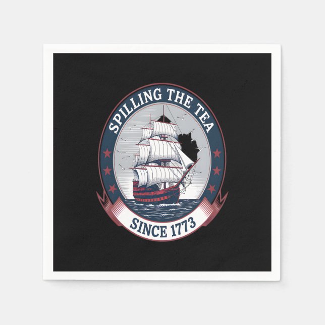 Fjärde juli: Spilling the Tea 1773 Funny America Pappersservett (Framsidan)