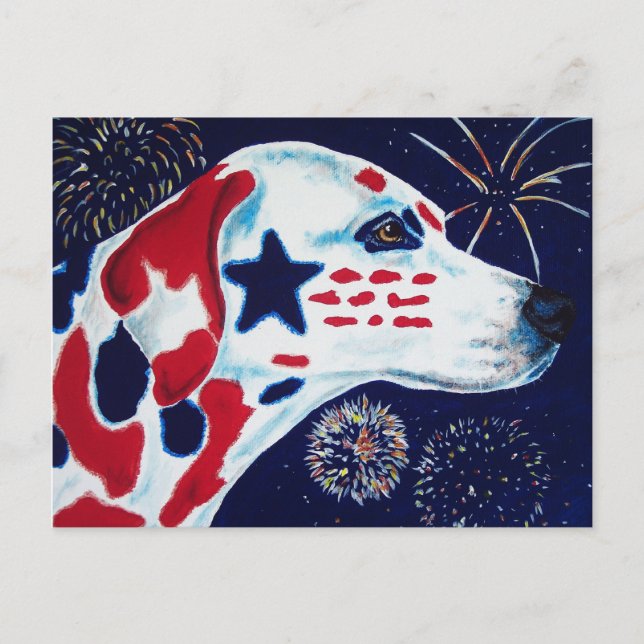 Fjärde juli Star Spangled Dalmatian Vykort (Framsida)