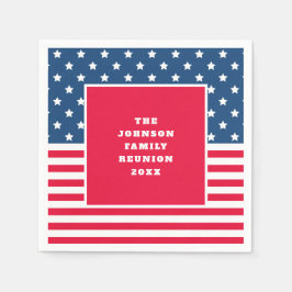FJÄRDE juli Stars och stripes Familjeåterförening Pappersservett