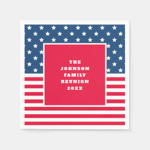 FJÄRDE juli Stars och stripes Familjeåterförening Pappersservett