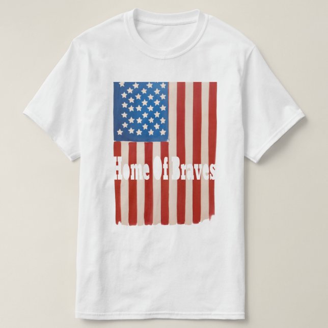 Fjärde juli T-Shirt Home of the Braves american (Design framsida)