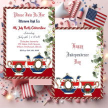 Fjärde juli-Tekannan Vintage eftermiddag Högtea Pa