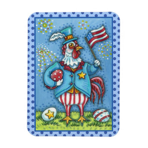 FJÄRDE JULI TUPP, FUNNY PATRIOTIC CHICKEN MAGNET