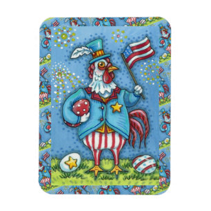 FJÄRDE JULI TUPP, FUNNY PATRIOTIC CHICKEN MAGNET