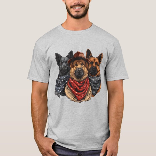 Fjärde juli Tyska shepherd Hundar T Shirt (Framsida)