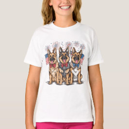Fjärde juli Tyska shepherd Hundar T Shirt