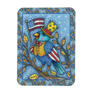 FJÄRDE JULY BLUEBIRD TWEET, AMERICAN FLAGGA USA MAGNET