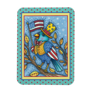 FJÄRDE JULY BLUEBIRD TWEET, AMERICAN FLAGGA USA MAGNET