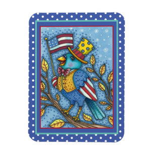 FJÄRDE JULY BLUEBIRD TWEET, AMERICAN FLAGGA USA MAGNET