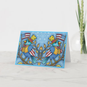 FJÄRDE JULY BLUEBIRD TWEET, AMERIKANSK FLAGGA Cute Helgkort