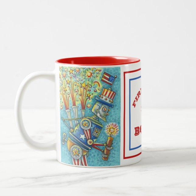 FJÄRDE JULY FIREWORKS ROBOT, STEAMPUNK MUGG (Vänster)
