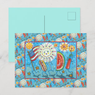 FJÄRDE JULY GANG, PARAD & FIREWORKS HELG VYKORT