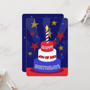 FJÄRDE JULY Grattis på födelsedagen   Två sidor Kort