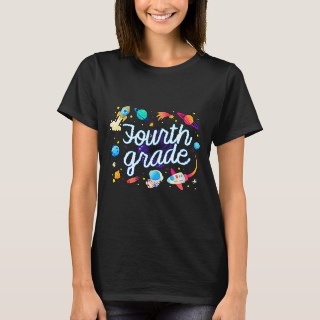 Fjärde klass astronaut planeter rymden Ck till sko T Shirt (Framsida)