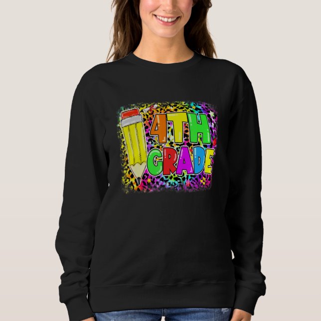 Fjärde Klass-Back to school leopardpennläraren T Shirt (Framsida)