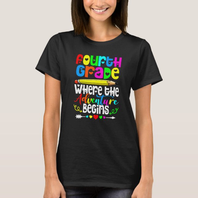 Fjärde Klass där Äventyr börjar fjärde Klass T Shirt (Framsida)