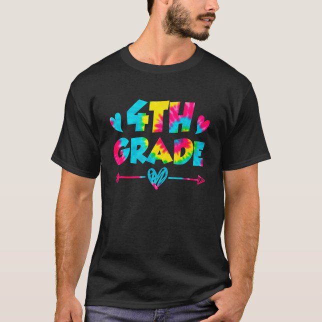 Fjärde Klass Kids Studenter Lärare Cute Tie Dye T Shirt (Framsida)