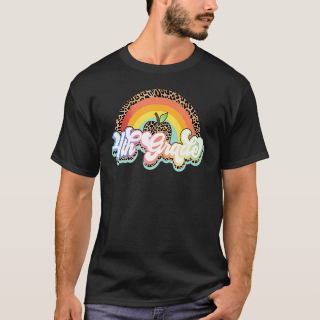 Fjärde klass lärare Leopard Regnbåge 4:e klass lär T Shirt (Framsida)
