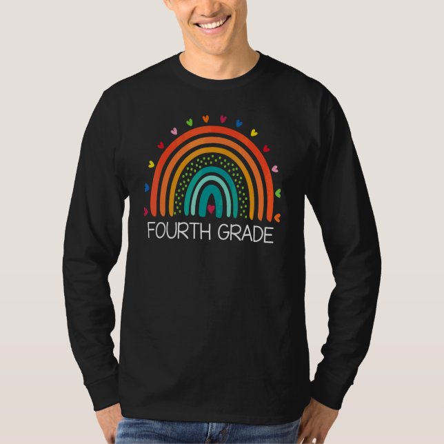 Fjärde klass lärare Leopard Regnbåge 4:e klass te T Shirt (Framsida)