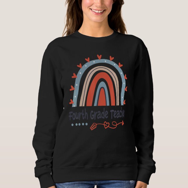 Fjärde Klass-läraren Boho Rainbow Back to school T Shirt (Framsida)