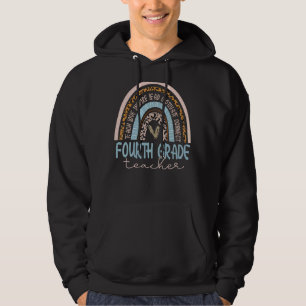 Fjärde Klass-läraren Leopard Rainbow första dagen Hoodie