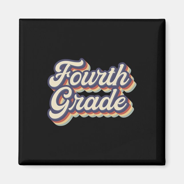 Fjärde Klass-läraren Retro-Vintagen, fjärde Klass  Magnet (Framsidan)