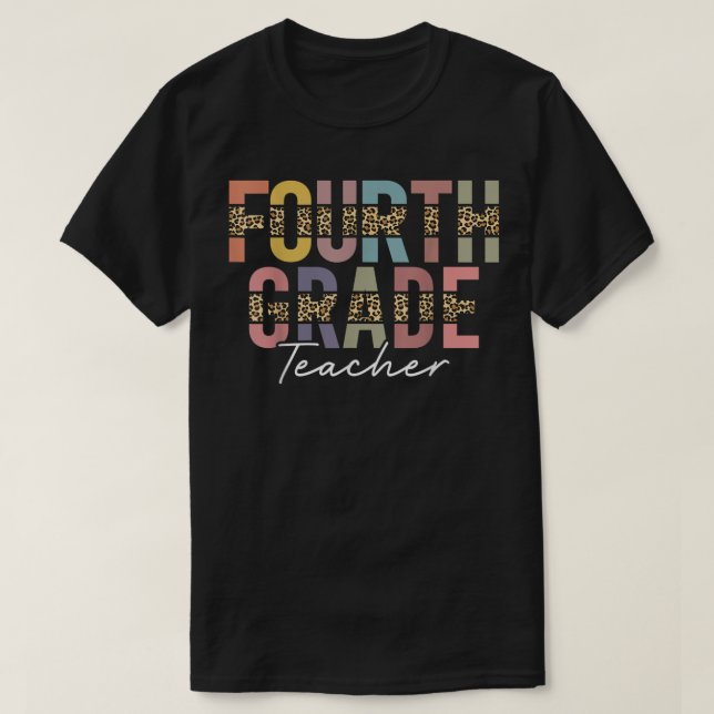 Fjärde Klass-lärarleopardgruppen Fjärde Klass-torg T Shirt (Design framsida)