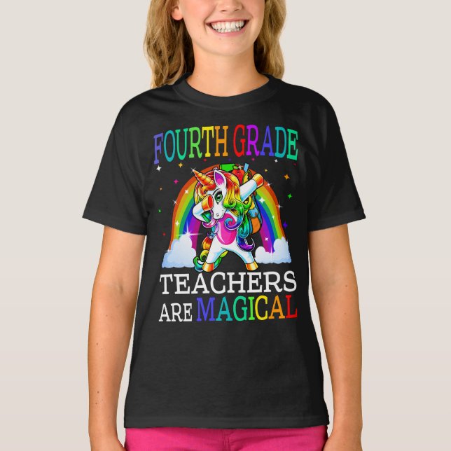 Fjärde Klass-lärarna är Magic Unicorn T Shirt (Framsida)