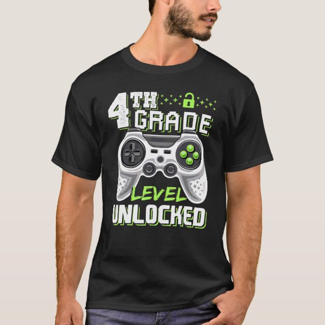 FJÄRDE KLASS-NIVÅN OLÅST videospel Back to school T Shirt (Framsida)