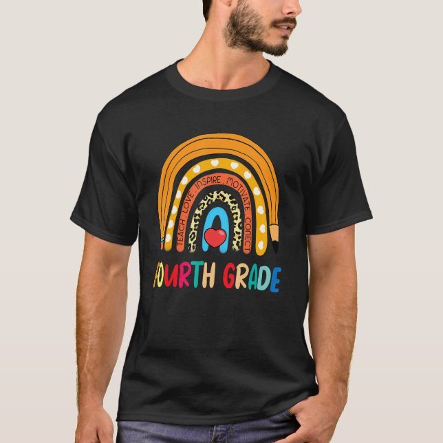 Fjärde Klass rabattleopard Trycklärare, 4:e grader T Shirt (Framsida)